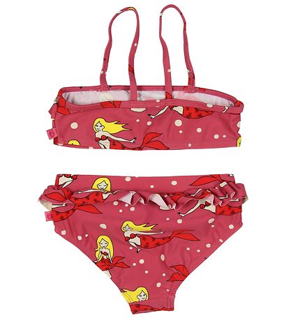 Sm?folk Bikini - UV50+ - MørkRosa m. Fl?ser/Havfrue