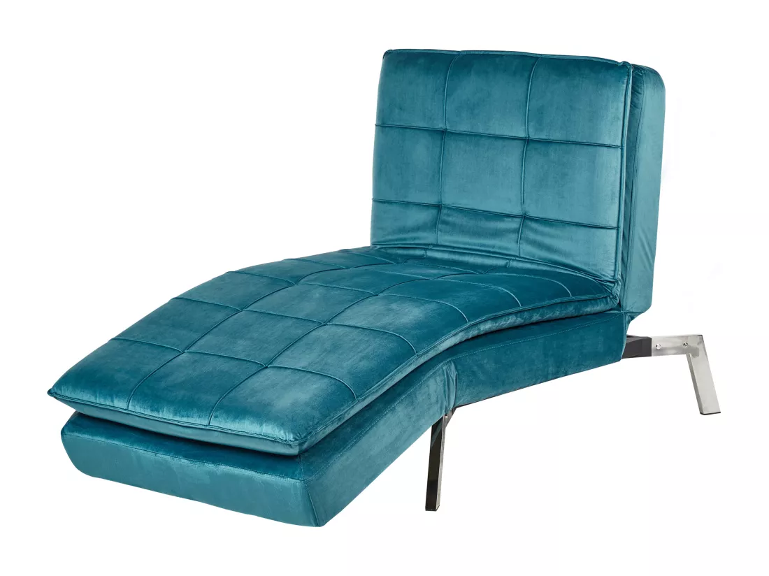Chaise longue en velours bleu sarcelle LOIRET