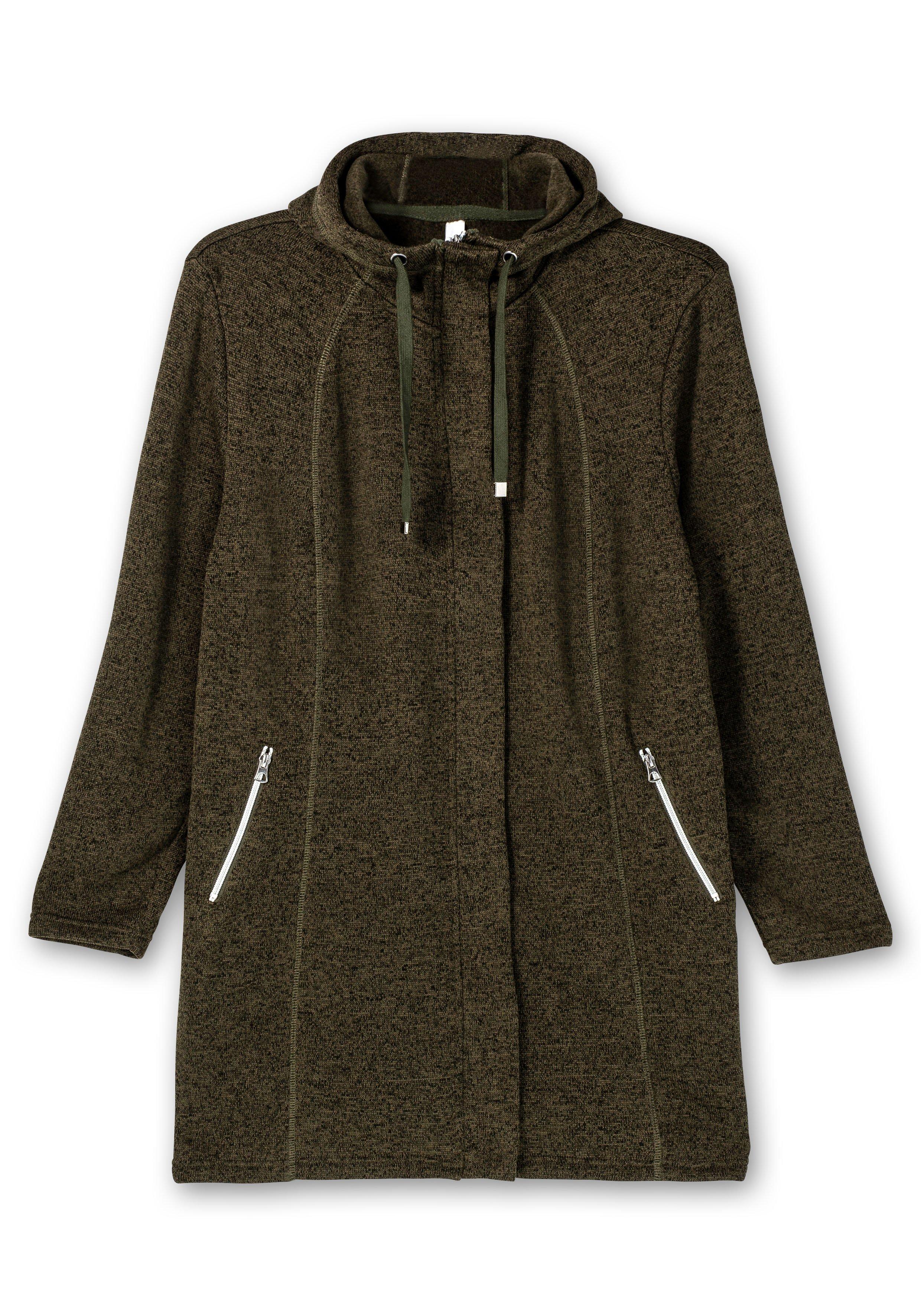 Fleecejacke mit Kapuze, in Melange-Optik