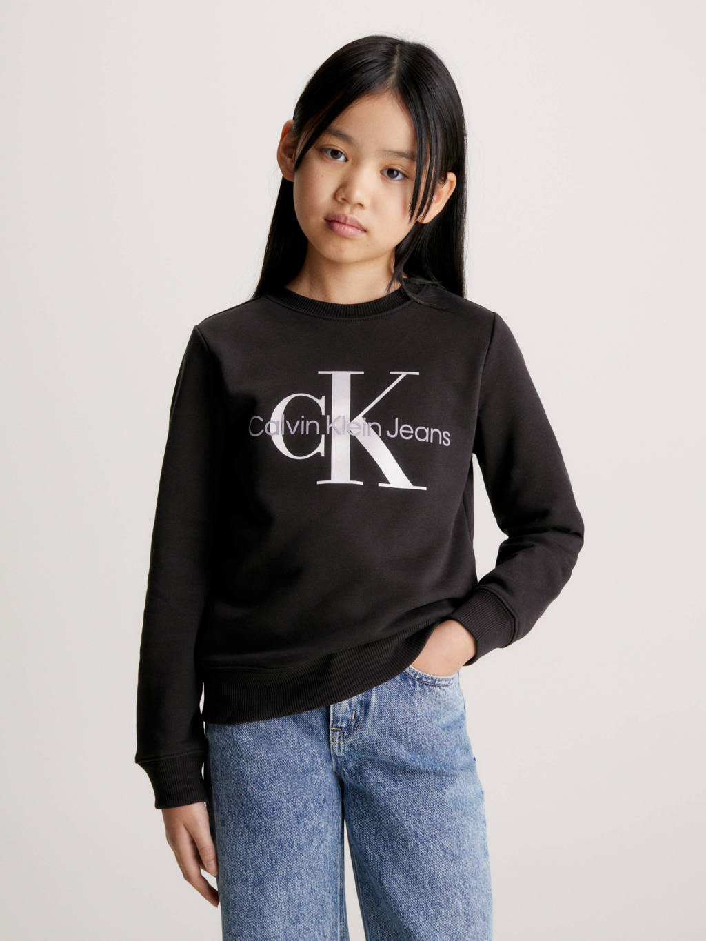 Calvin Klein sweater Terry met logo zwart