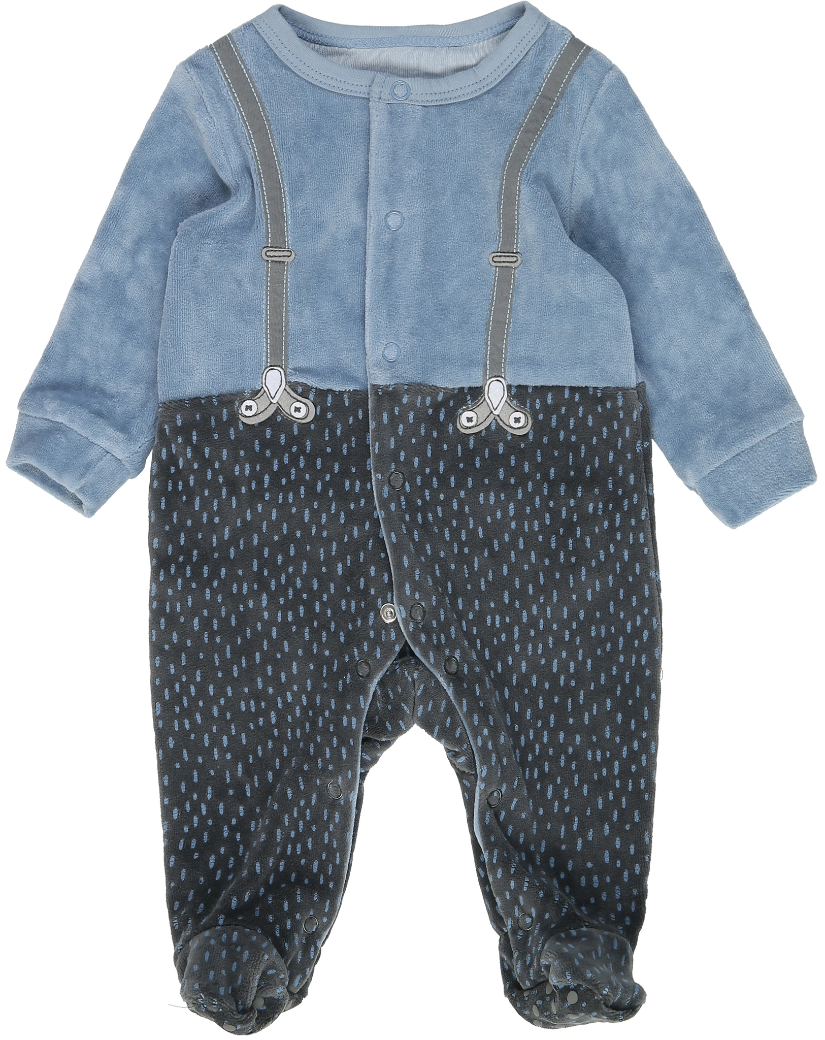 Velours-Strampler TIRANTES in blau