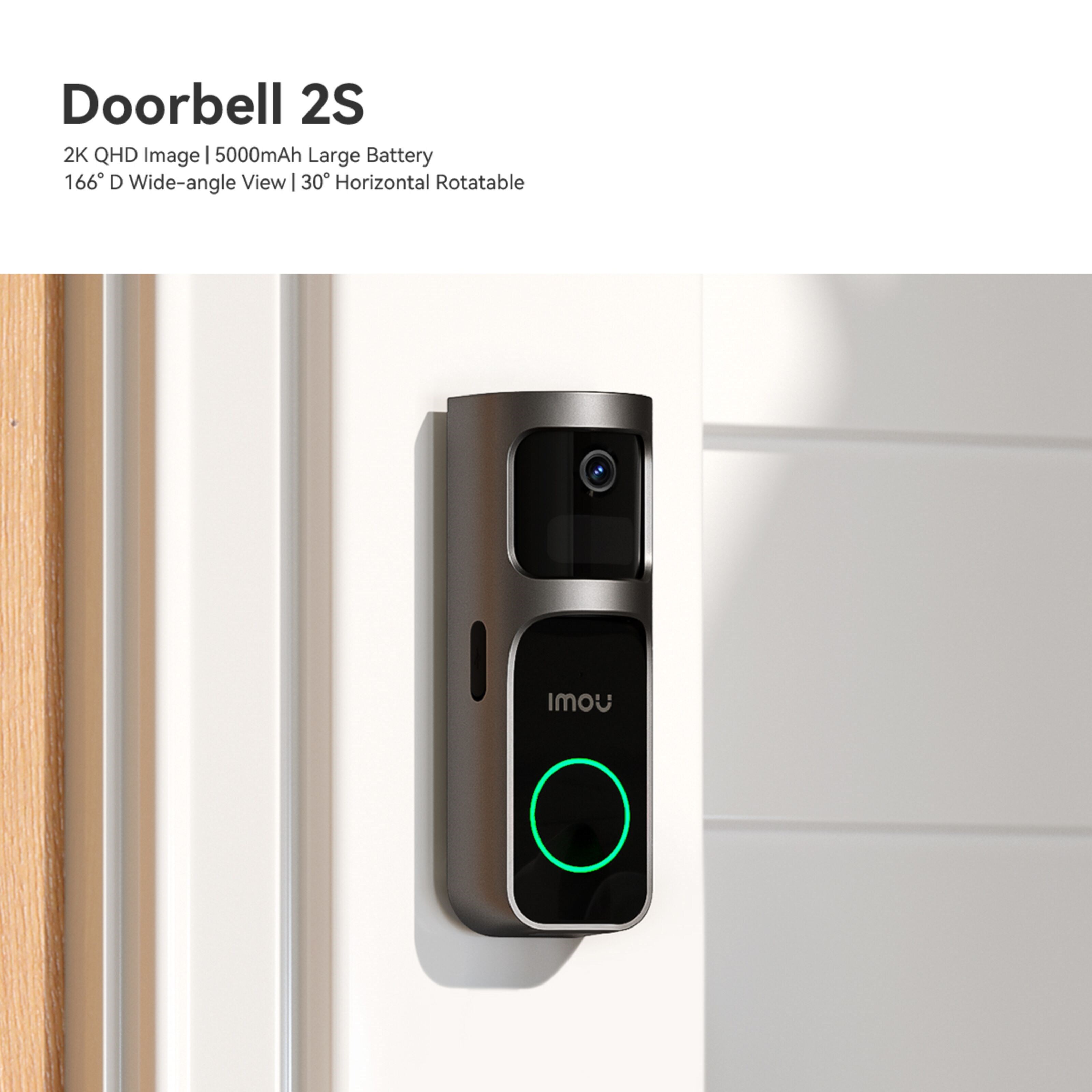 Imou Doorbell 2S 2K Trådløs videodørklokke med ringeklokke