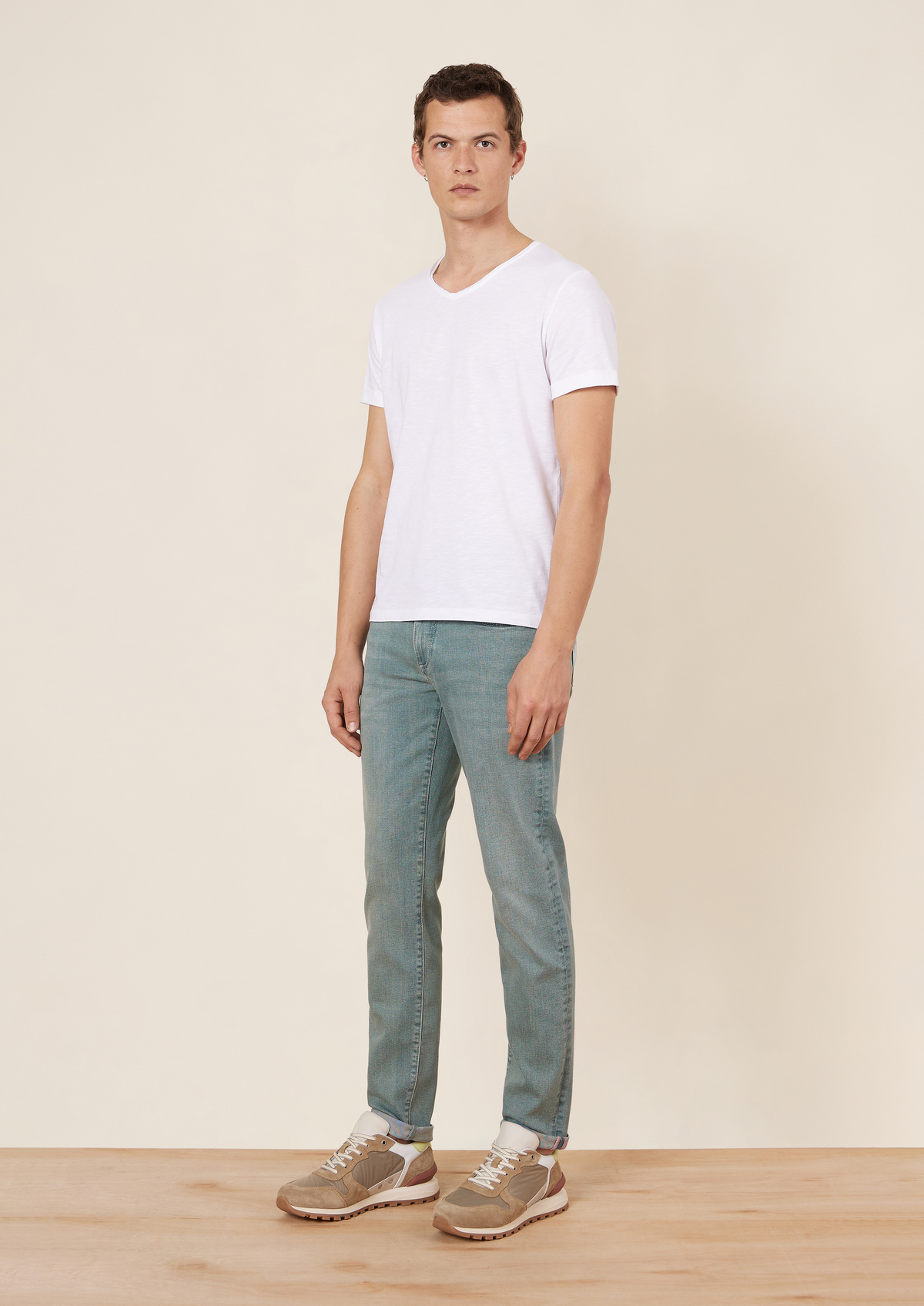 Jean skinny en coton stretch vert