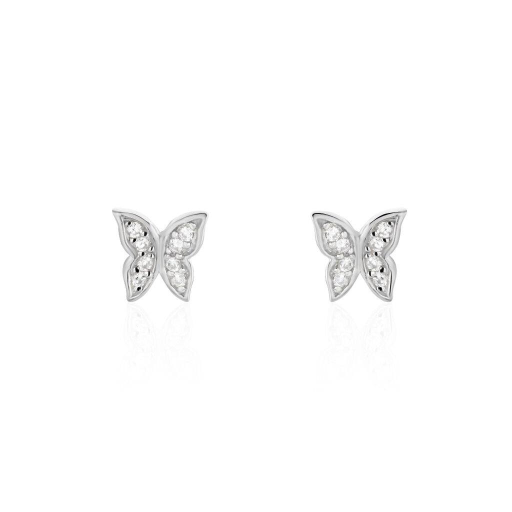 Boucles D'oreilles Puces Cadfan Argent Blanc Oxyde