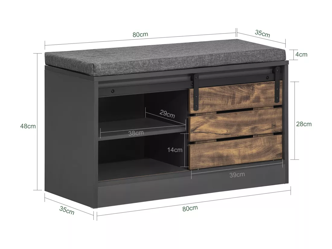 Banc À Chaussures Avec Porte Coulissante, Fsr120-hg