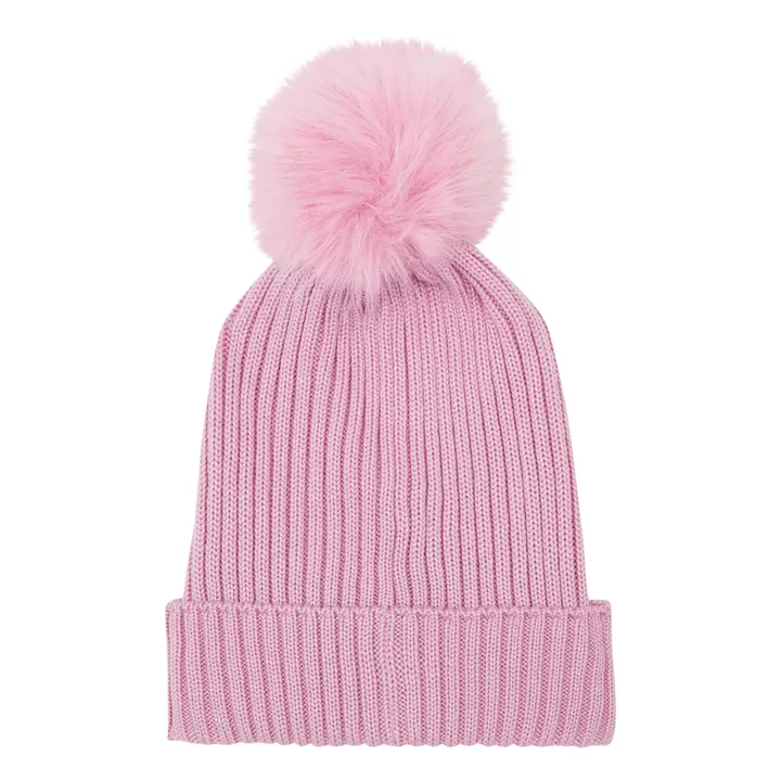 Moncler Bonnet à Pompon Fourrure | Rose pâle