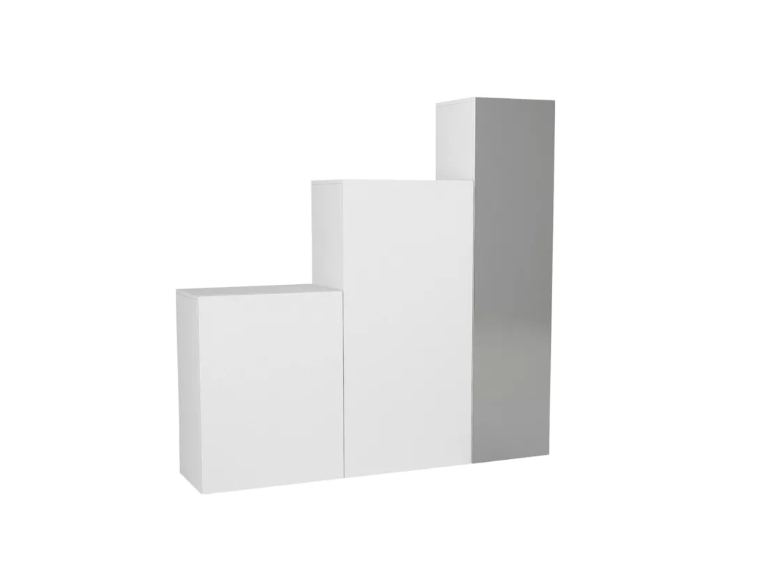 Vestiaire modulable 3 portes - Avec miroir - L180 cm - Blanc - TELEZA