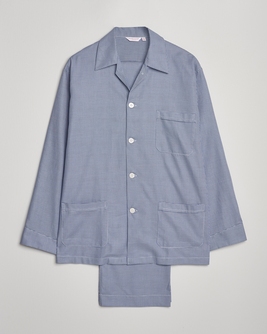 Derek Rose Checked Cotton Pyjama Set Navy