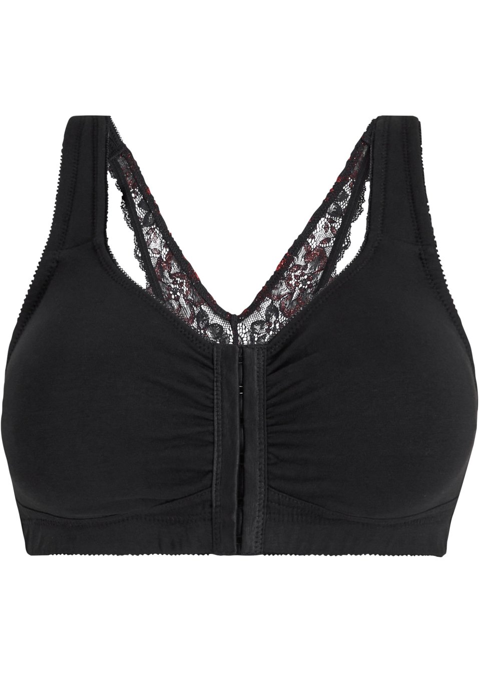 Soutien-gorge sans armature fermé devant avec coton et dentelle