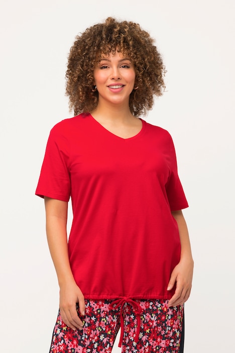 T-Shirt, Saumband, V-Ausschnitt, Halbarm