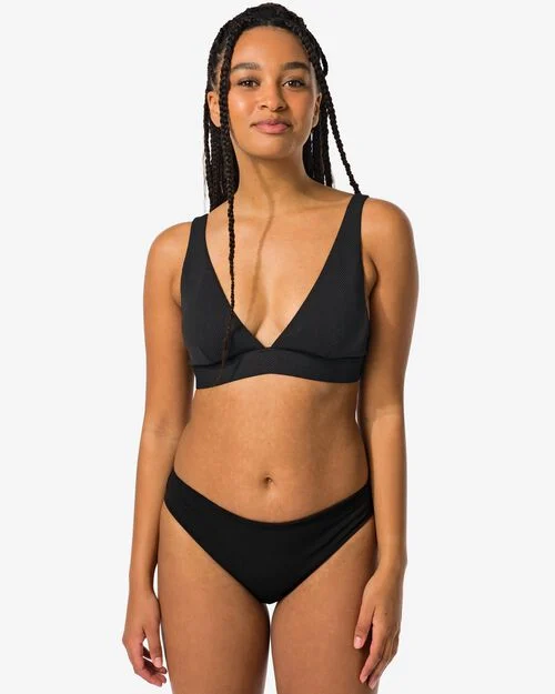 bas de bikini femme taille mi-haute noir
