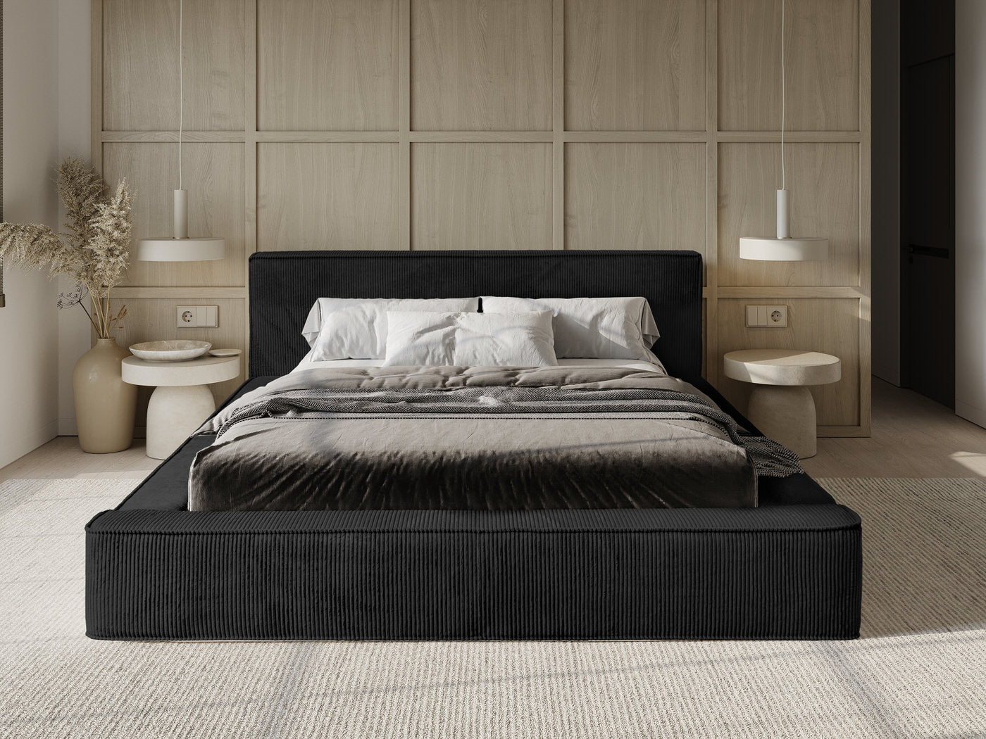 Trae Mobler Harmon 140x200 cm Gestoffeerd Bed Zwart