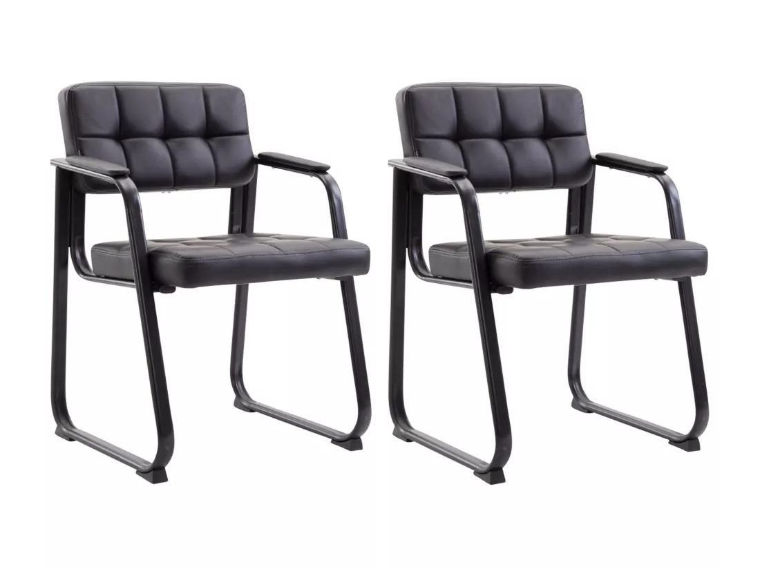 Lot de 2 chaises avec accoudoirs - Similicuir - Noir - Canada B