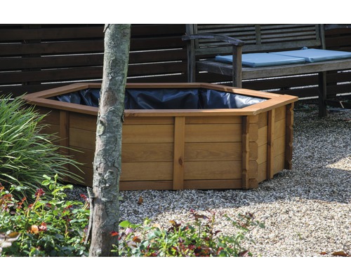 Verhoogde vijver, minivijver dobar Hexagon 330 l 149 x 128,5 x 40 cm bruin