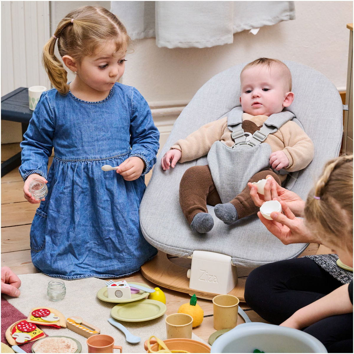 ZizaZiza   Babywippe grey/vanilla