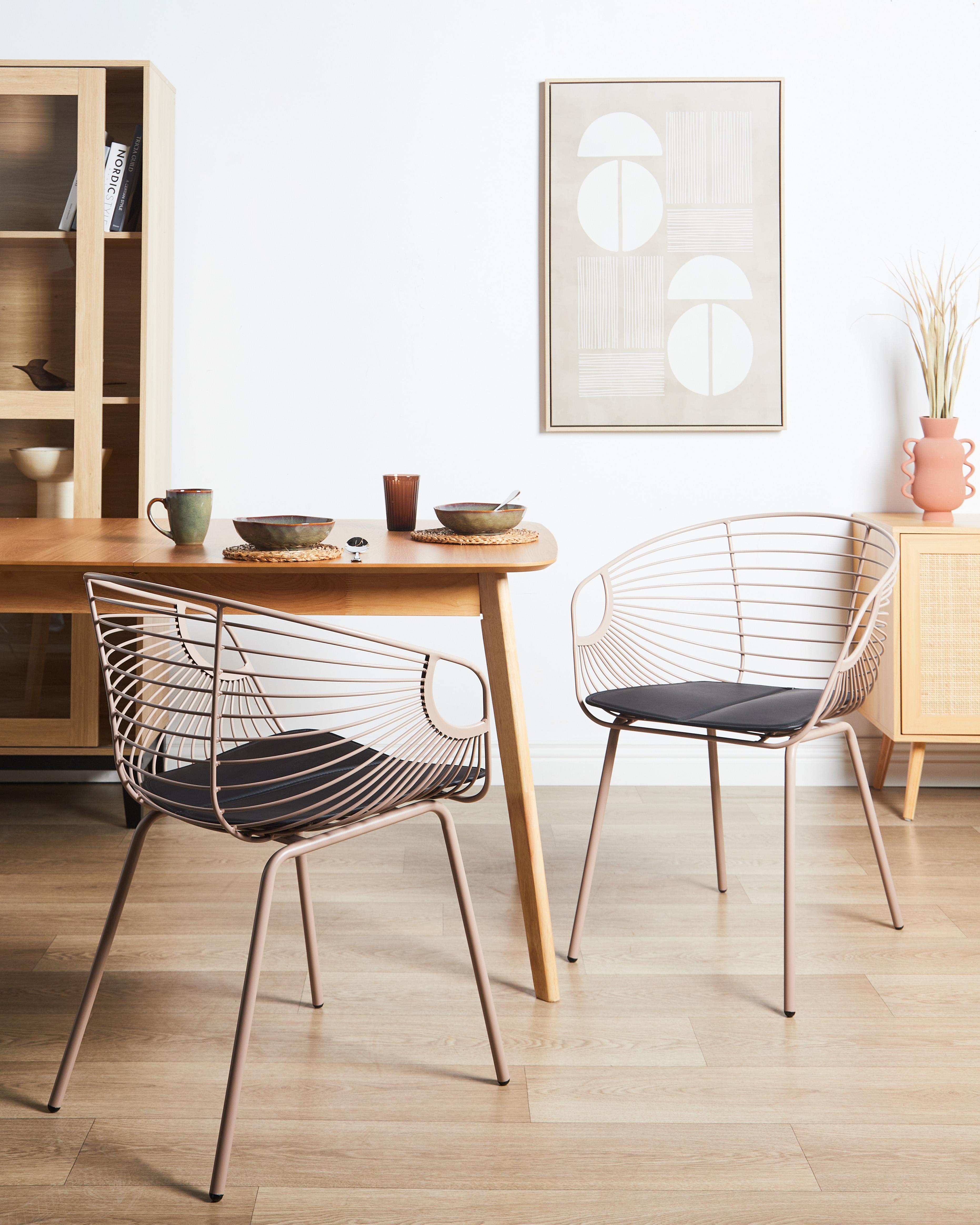 Set van 2 eetkamerstoelen HOBACK Metaal Beige