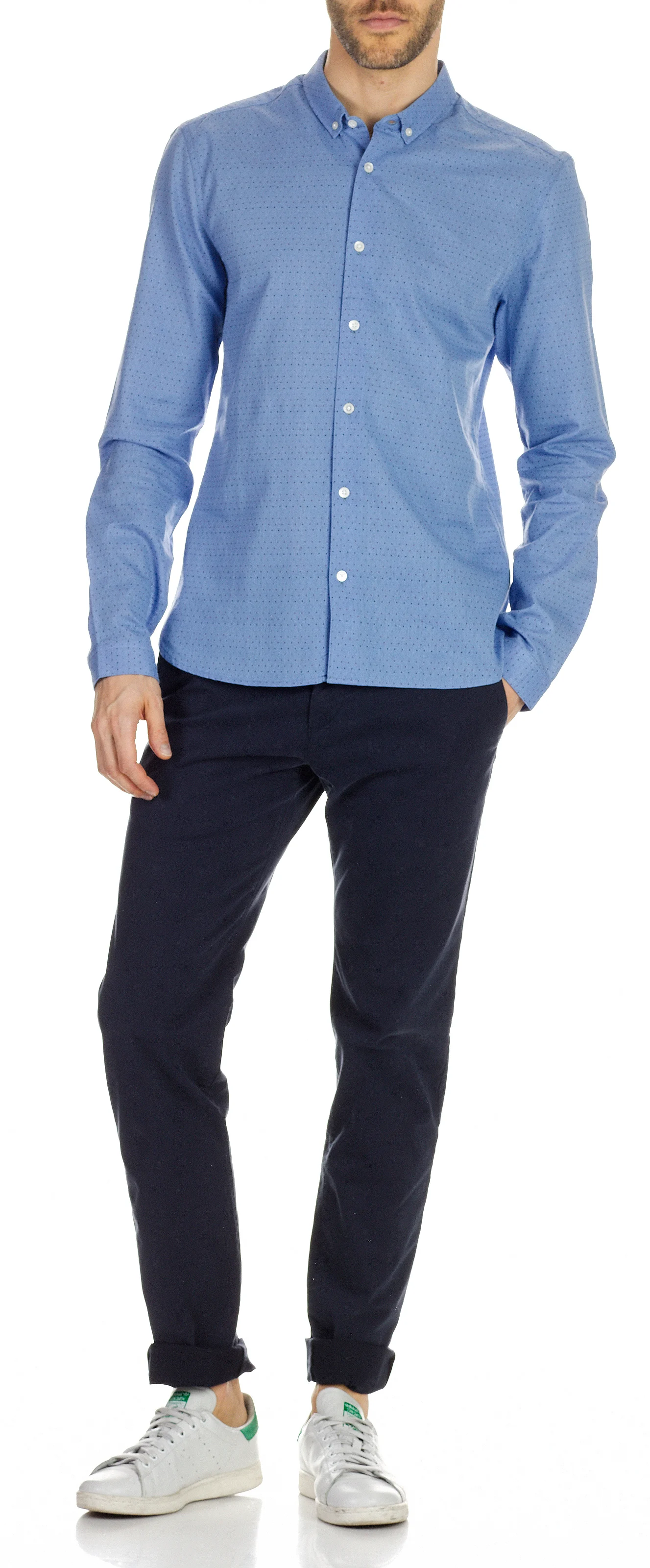 Chino slim en coton stretch | Bleu