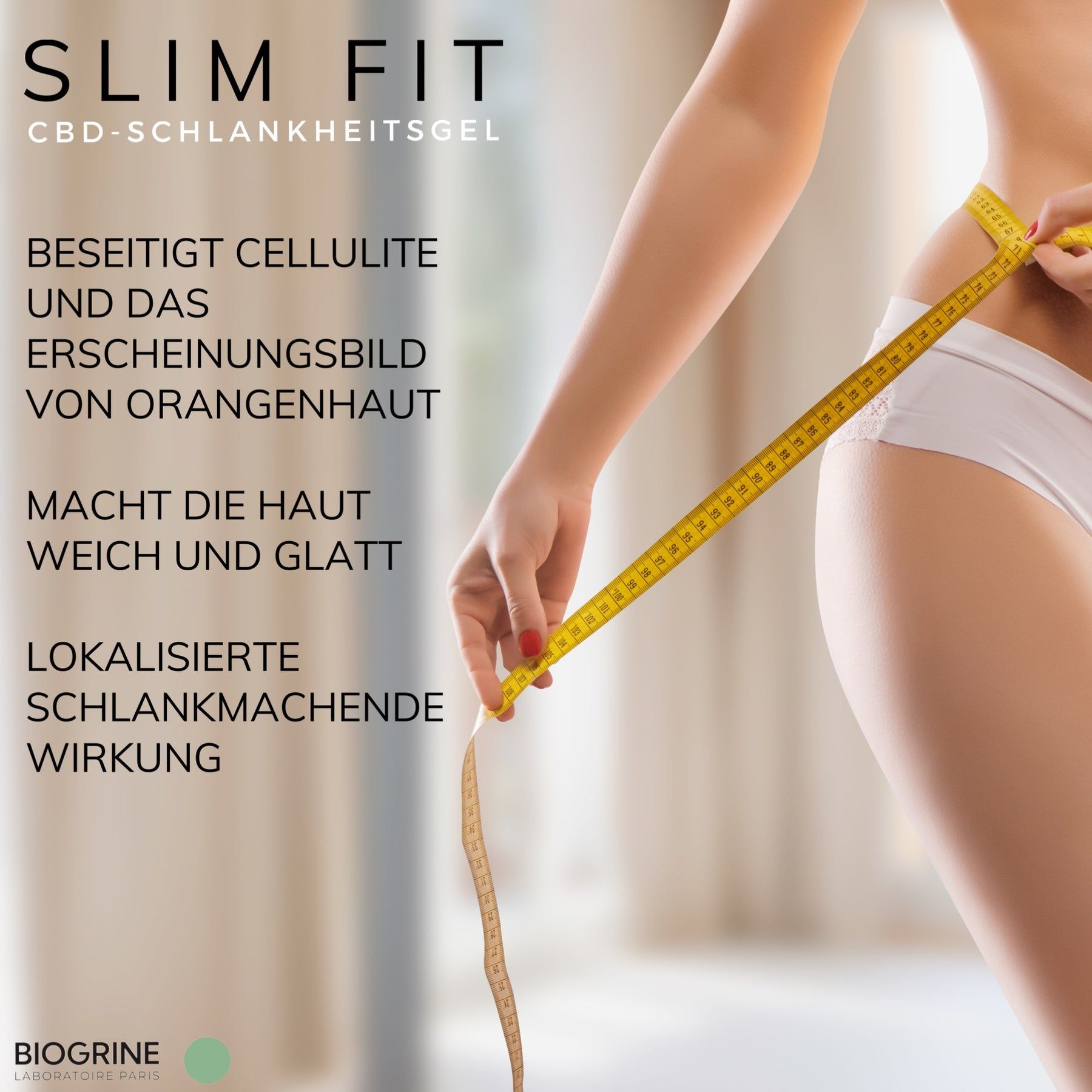 BIOGRINE „SLIM FIT“ ANTI-CELLULITE-SCHLANKHEITSGEL MIT HYALURONSÄURE,CBD,KOFFEIN & GINKO