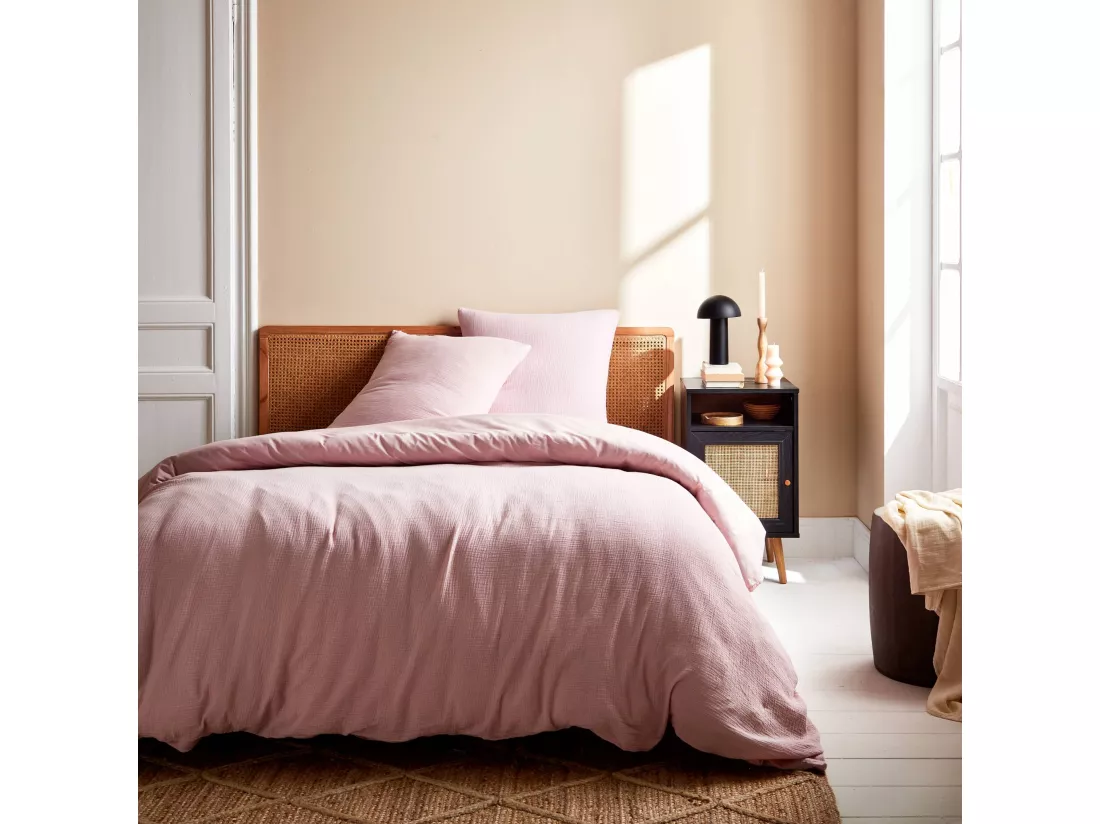 Parure de lit gaze de coton / coton. 2 places. 1 housse de couette avec 2 taies d'oreiller 240 x 220 cm