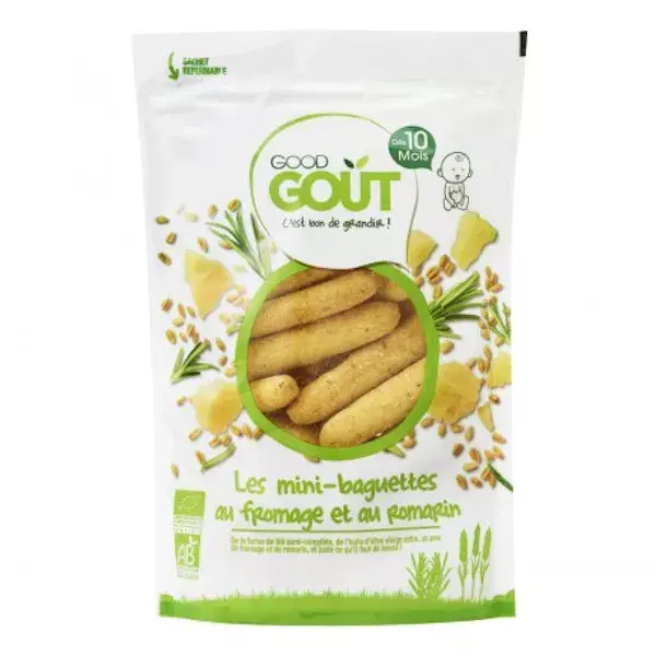 Biscoitos Mini Baguete Good Goût com Queijo e Alecrim +10m Orgânicos 70g