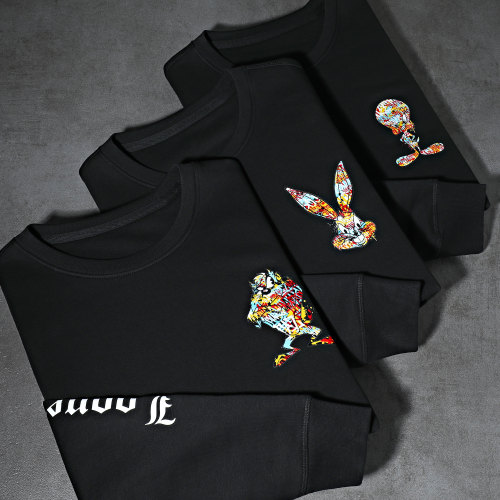 Sweat Crewneck Sleeves Bugs Bunny Graff Noir