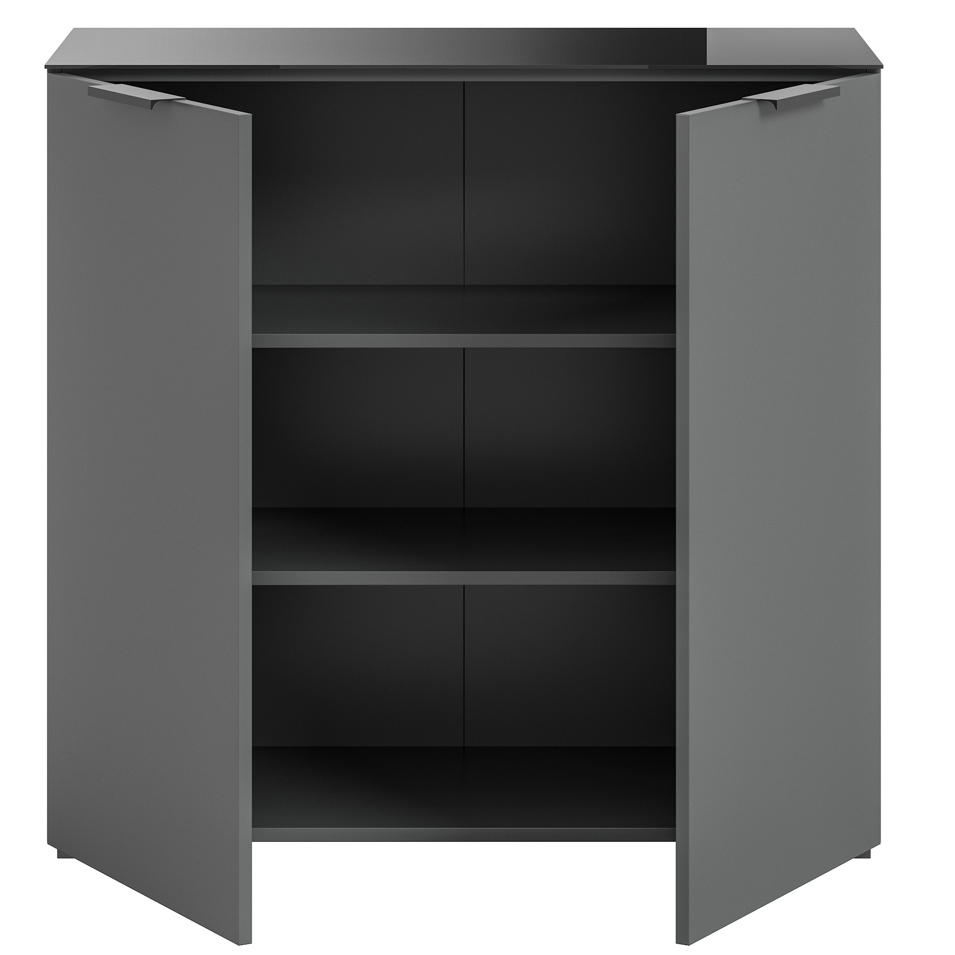 Kommode RAY - anthrazit - Glasplatte - 90 cm
