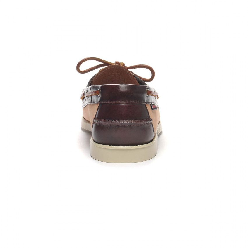 DOCKSIDES PORTLAND VEGTAN HAND COLLAR BRUSHED NATURAL DK BROWN-Chaussures bateau pour homme en cuir Portland