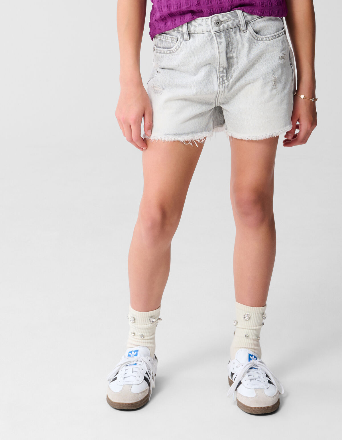 Destroy Denim Short Lichtgrijs