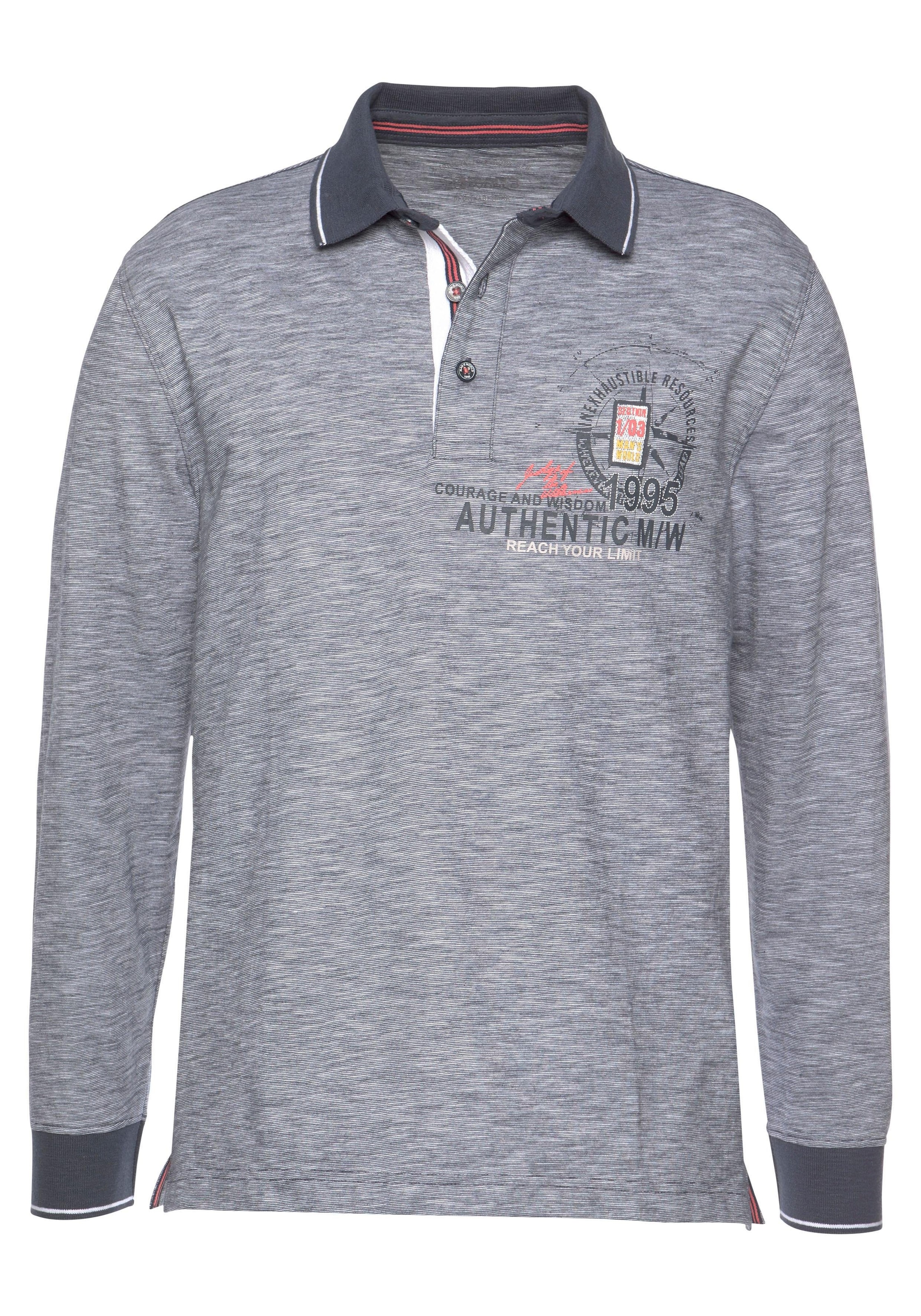 Man's World Langarm-Poloshirt , Langarm,  melierte Optik,  Polokragen,  aus Baumwolle