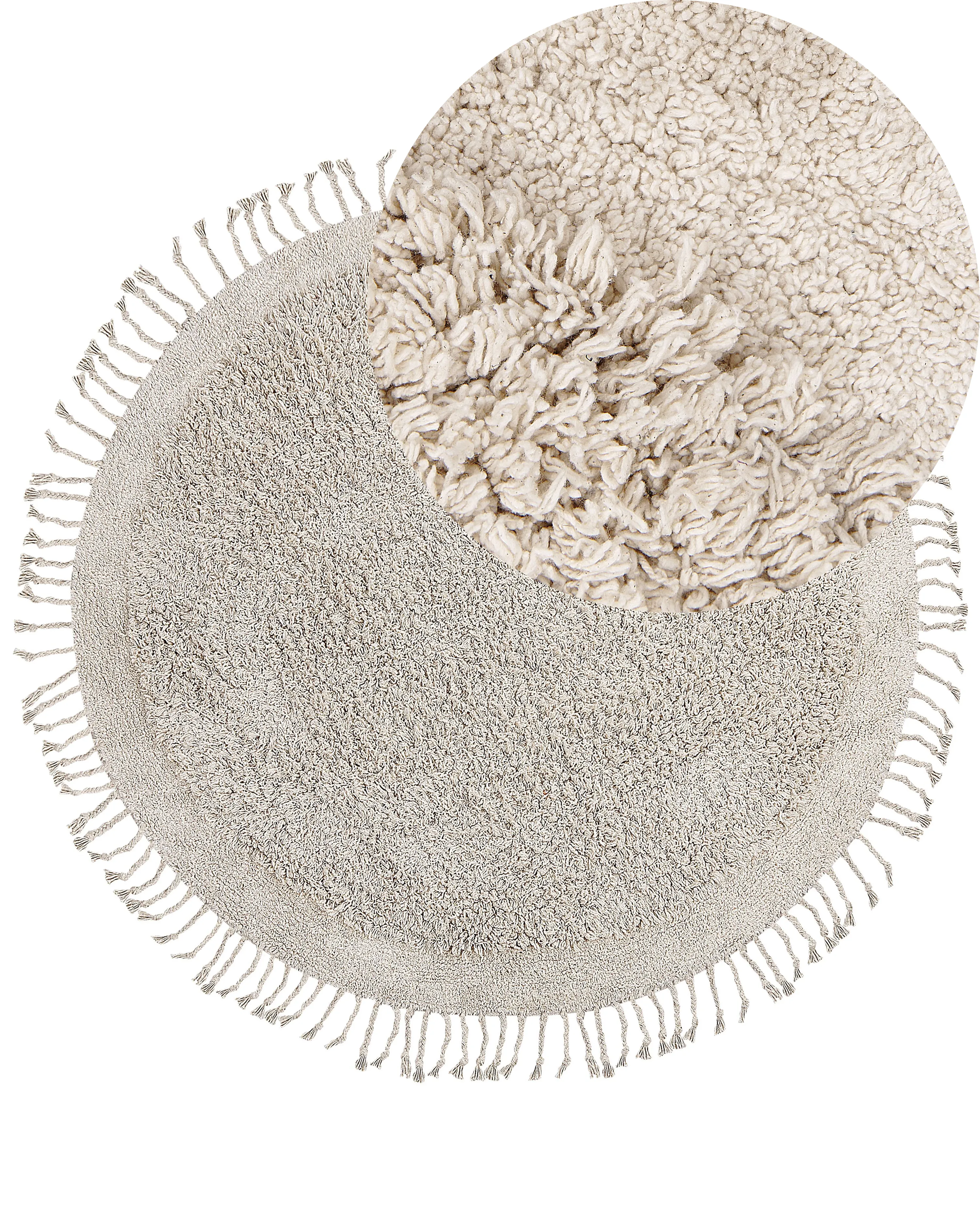 Vloerkleed BITLIS Lichtbeige ø 140 cm Katoen