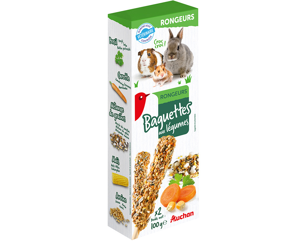 BARRITAS PARA ROEDORES AUCHAN COM LEGUMES PACK 2 UNIDADES