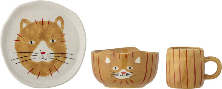 Bloomingville Mini Kittie Stelsæt, Brun, Stentøj Brun
