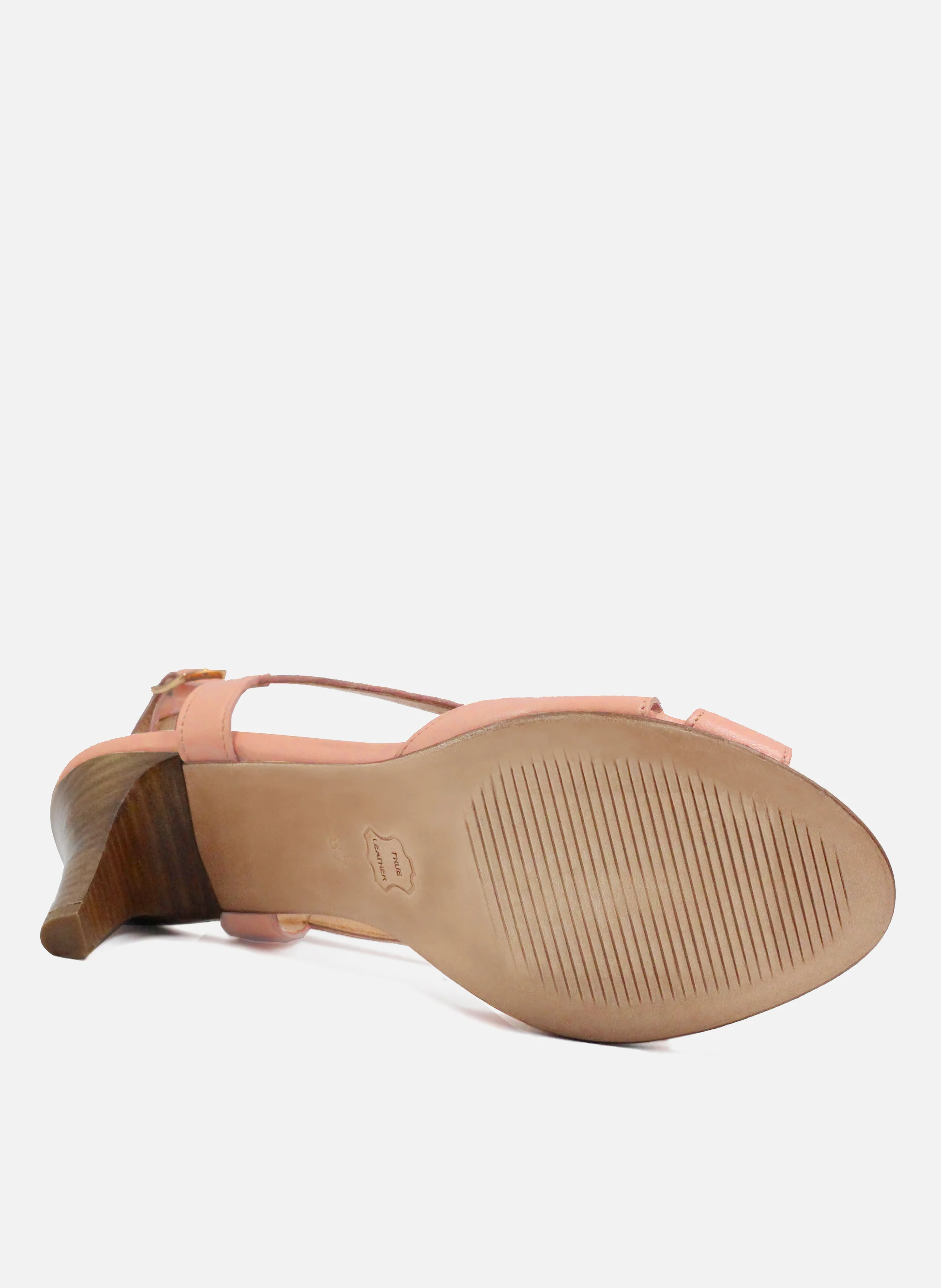 Sandales talon vintage cuir lisse | Rose