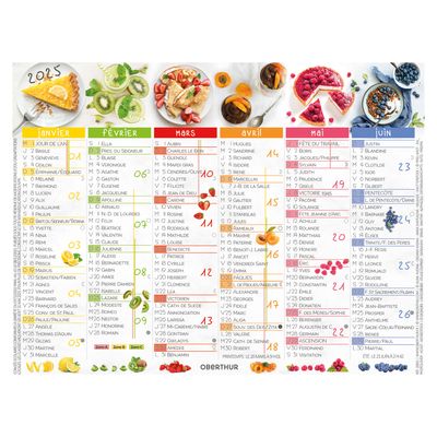 Mini calendrier illustré - 6 mois par face - 13,5 x 17,5 cm - différents modèles disponibles - Oberthur