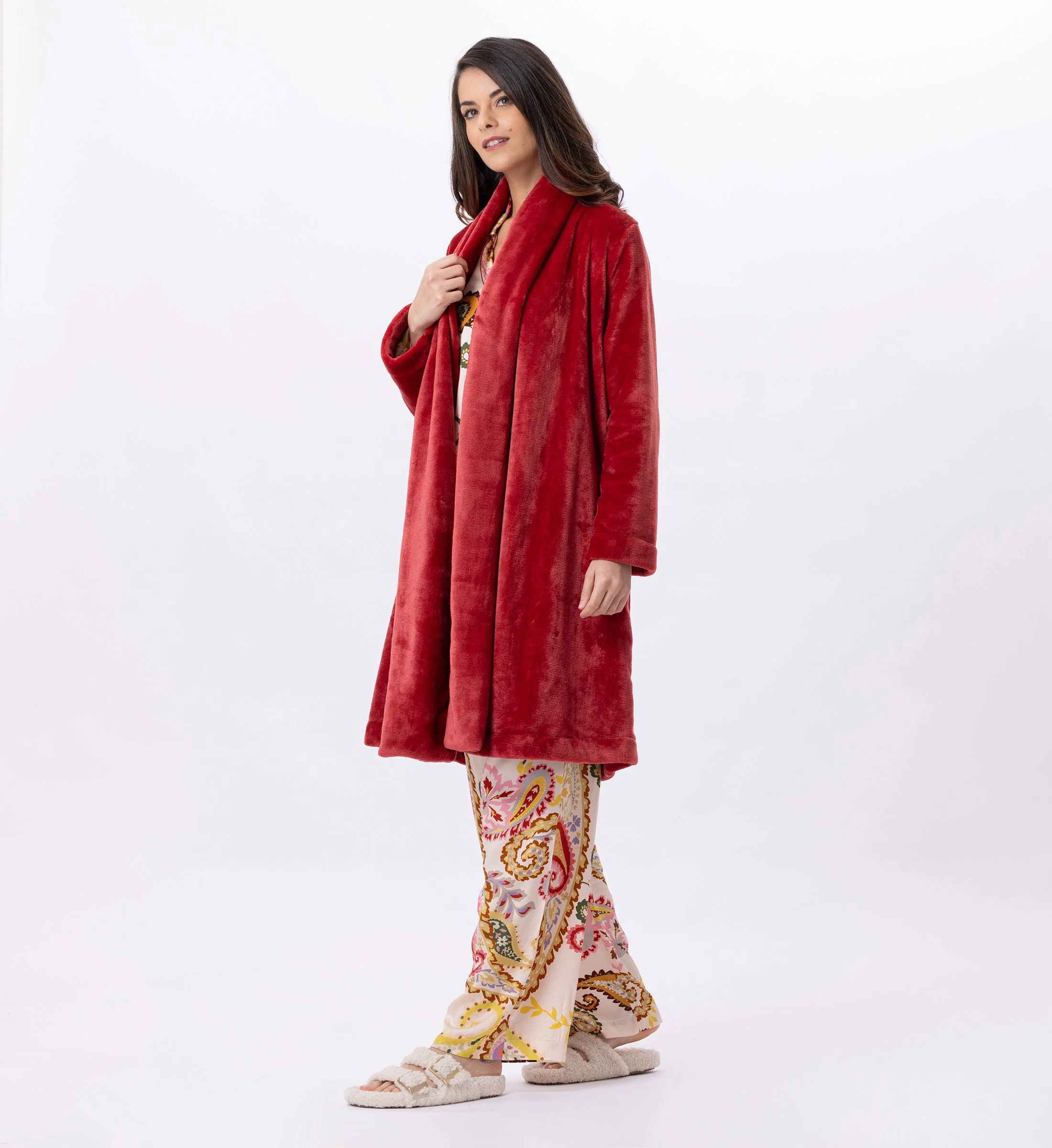 ESSENTIEL 855 - Robe de chambre en peluche flanelle | Rouge