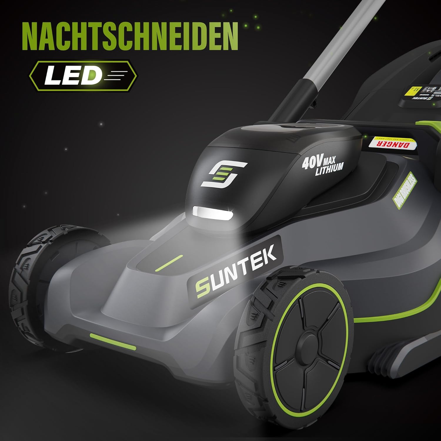 SUNTEK 40V 43cm Akku-Rasenmäher, Digi-Brushless Handrasenmäher, 4,0Ah Lithium-Ionen-Akku und Schnellladegerät enthalten, APP-kompatibel, SLM4417-Upgraded