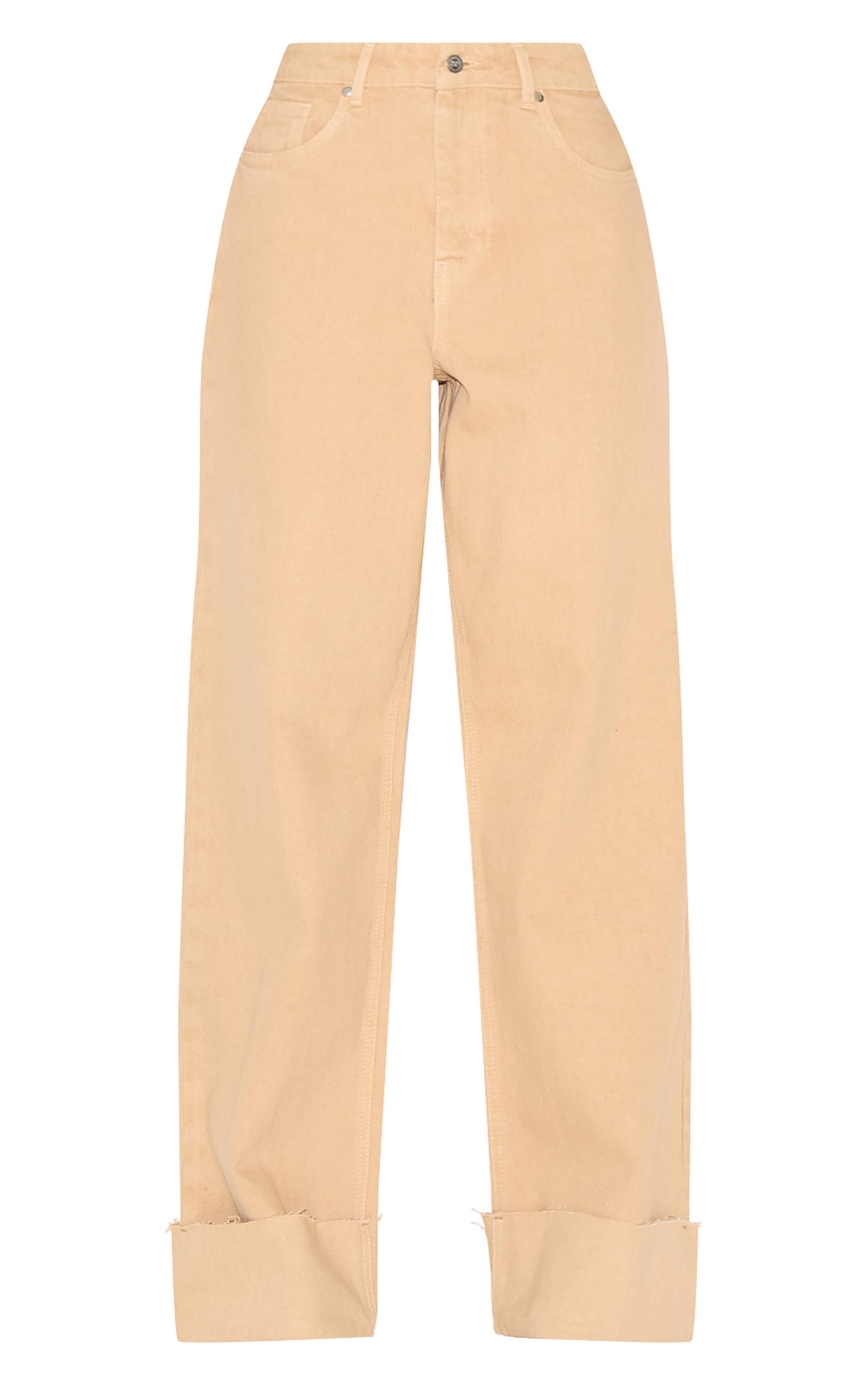 Taupe Jean À Ourlet Retroussé