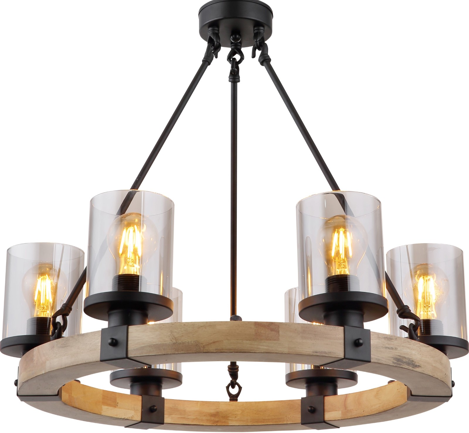 Pendelleuchte - schwarz matt-dunkelbraun - 59 cm