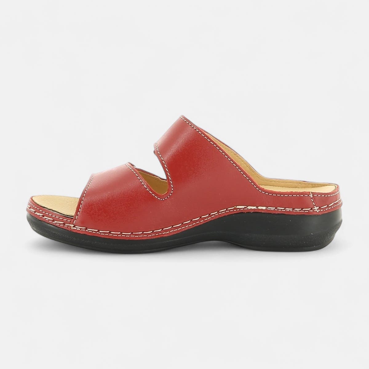 Nu-pieds confort Femme en cuir rouge