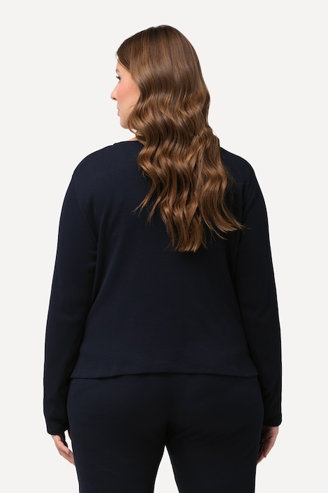 Bellieva Wickeljacke, Regular Fit, Rippjersey, V-Ausschnitt, Langarm