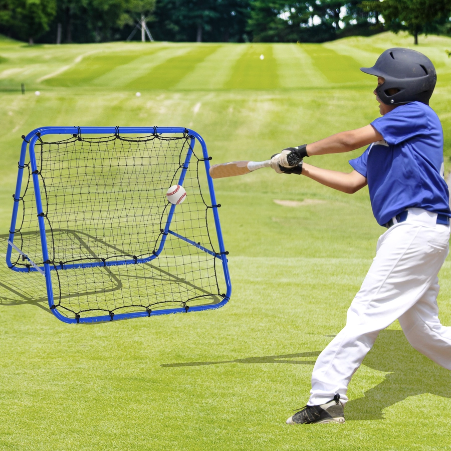 HOMCOM Baseball Rebounder faltbar blau