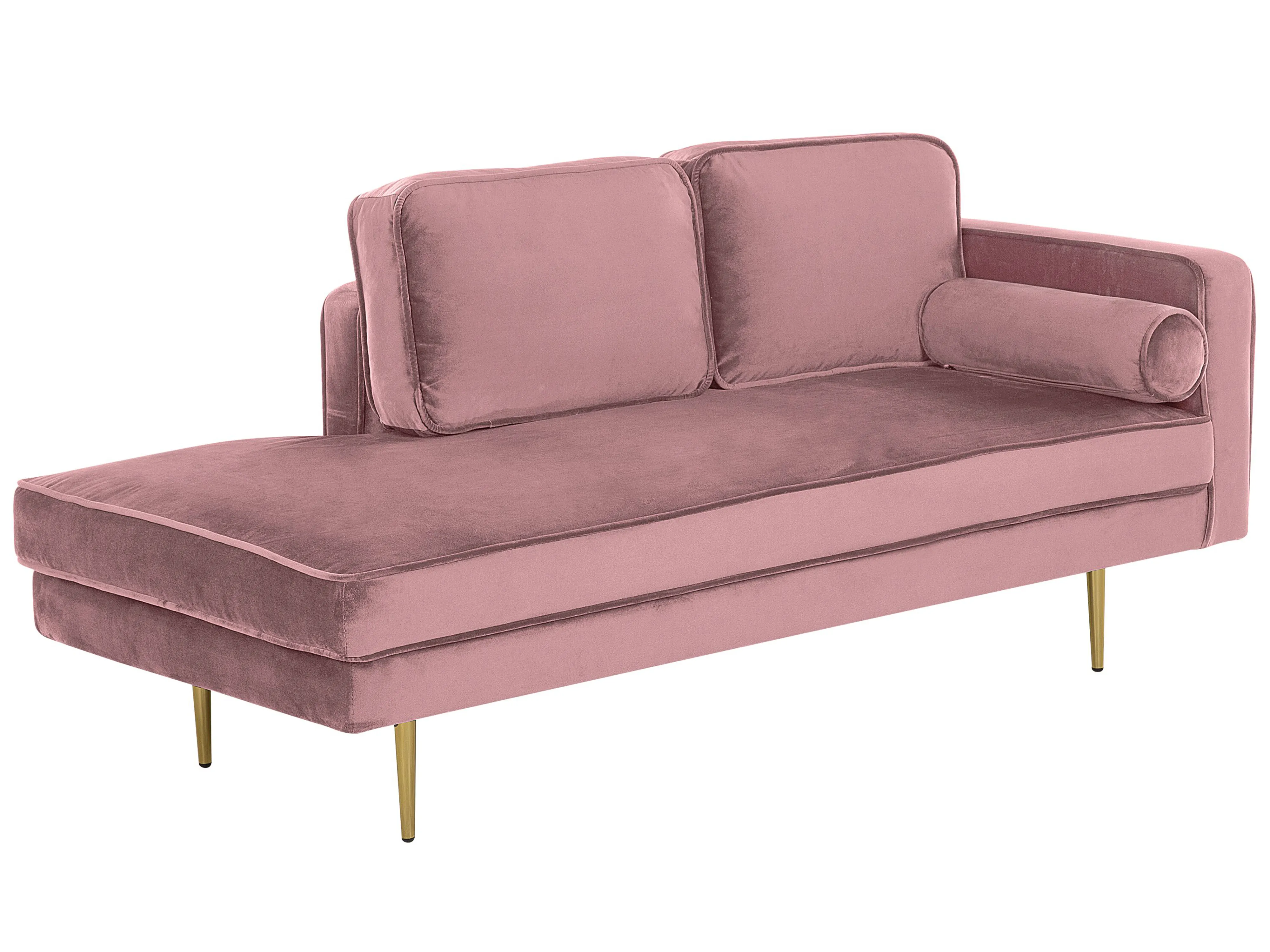 Rechtszijdige chaise longue MIRAMAS Fluweel Roze