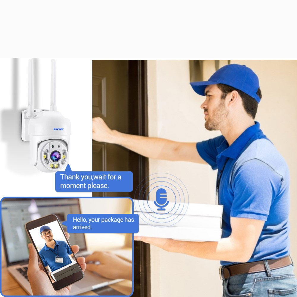 WiFi IP Smart Kamera 4MP 1440p mit 2-Wege-Audio / Infrarot LED's Nachtsichtfunktion / Bewegungssensor / Micro SD iOS/Android (IP66) - Weiss