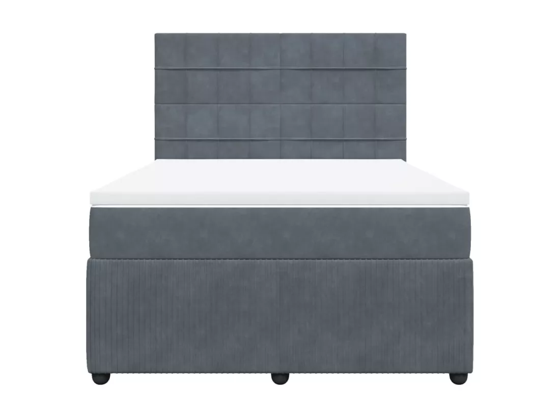 Sommier à lattes de lit et matelas Gris foncé 140x190cm Velours