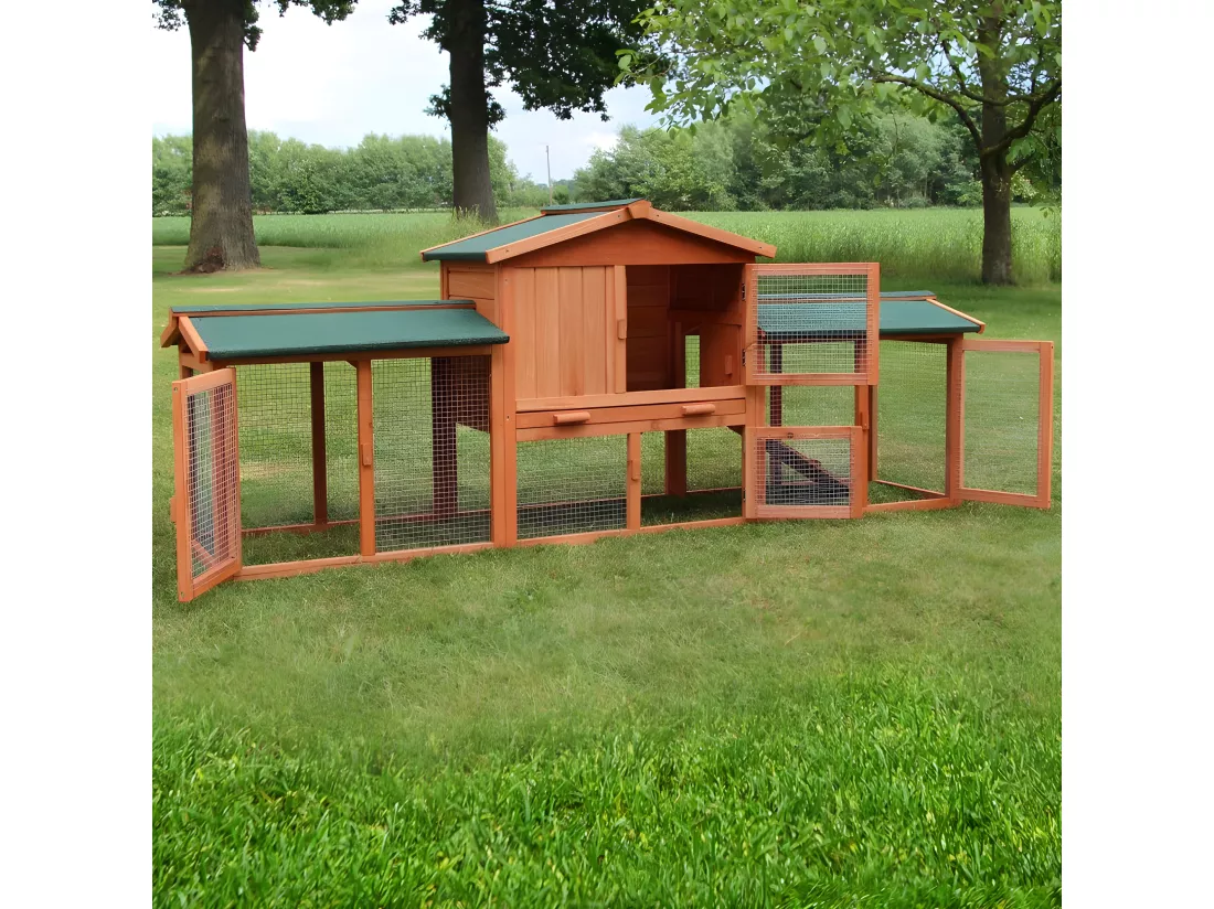 Cage Clapier Enclos lapin 203 x 53 x 85,5 cm petits animaux Modele XXL 040 BB LOISIR