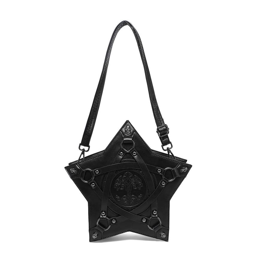 Malnia Home - Rugzak / Crossbodytas van imitatieleer met stervormige ketting en reliëf en studs