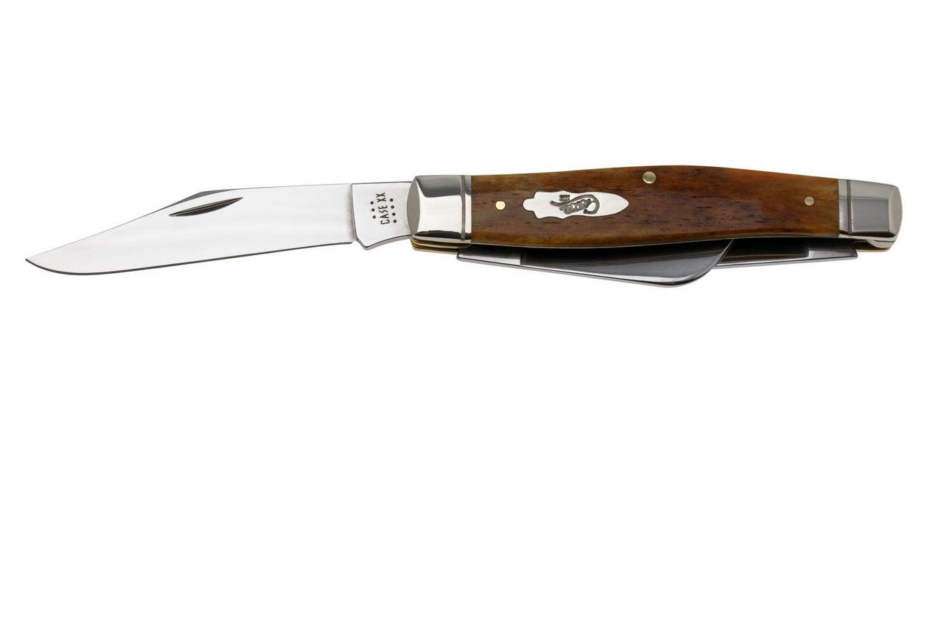 Case Large Stockman 58204 Smooth Antique Bone, Fluted Bolsters 6375 SS zakmes