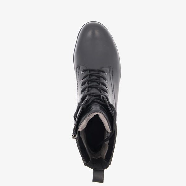 Tamaris Comfort leren veterboots zwart