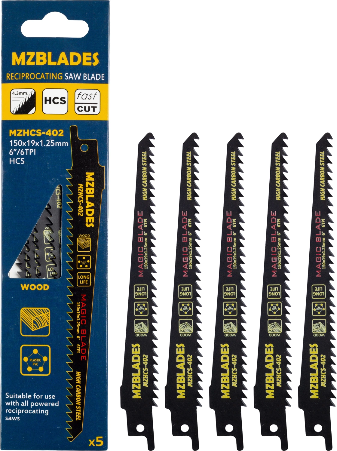 Multizaag MZHCS-402 Reciprozaagblad Hout - 5 stuks