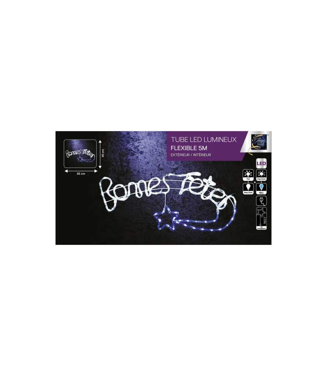 Décoration Lumineuse Bonnes Fêtes 5m Blanc Froid & Bleu